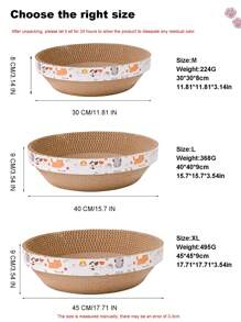 1pc Round Cardboard Cat Bed, Cat Scratching Board, Corrugated Paper Cartoon Design Cat Scratcher,Suitable For Small/Medium/Large Size Cat,M/L/XL Christmas For Holiday Gift Giving