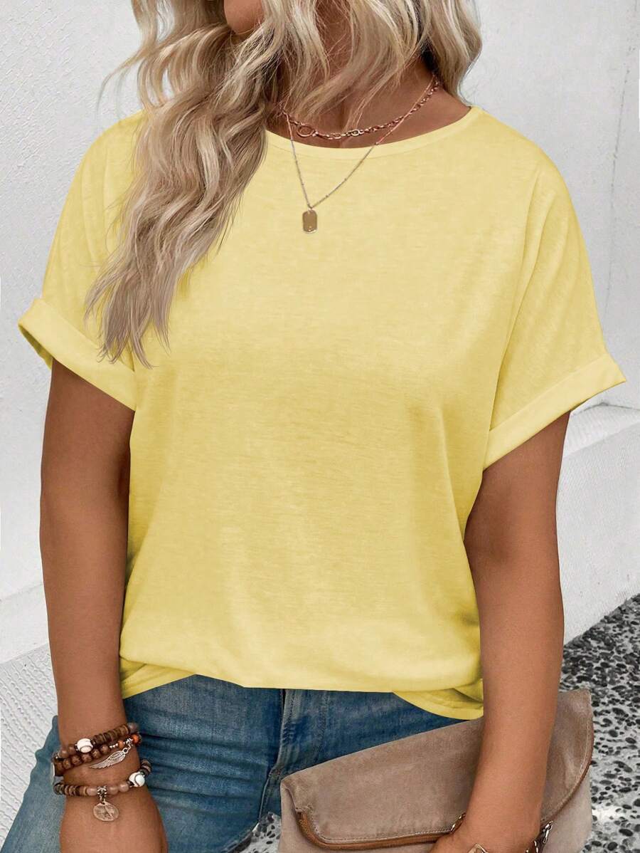 INAWLY 大码女式休闲宽松圆领 T 恤，夏季 - 彩色 - 查看 1