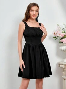 SHEIN Belle 女士黑色舞会派对短裙，时尚修身 - 黑色 - 查看 7