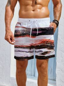 Manfinity Swimmode Bañador para hombres con estampado minimalista y cordón