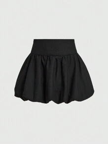 Forever 21 Casual Black Puff Flower Budding Skirt, Summer - Black - View 2