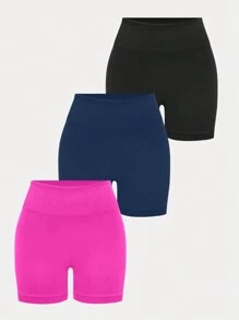 Easithlete Solid Color High Waist Seamless Sports Shorts