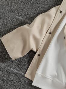 Manfinity Roghcode Men's Solid Color Minimalist Long Sleeve Casual Shirt - Apricot - View 5