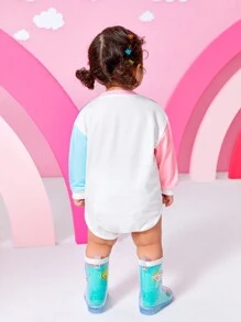 女婴秋季复古花卉印花美国西部牛仔乡村度假趣味时尚可爱日常休闲紧身衣 - 彩色 - 查看 2