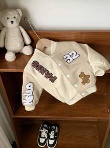 男婴百搭棒球夹克，休闲运动街头装，宽松版型，适合秋冬季