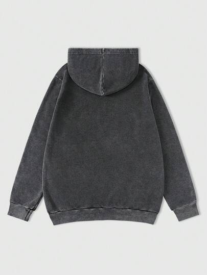 Grunge Punk Men's Spring And Autumn Letters Character Printed Long Sleeve Loose Casual Hooded Sweatshirt