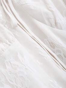 DAZY 女士蕾丝长袖方领中长款派对/舞会礼服太阳裙、秋装 - 白色 - 查看 9