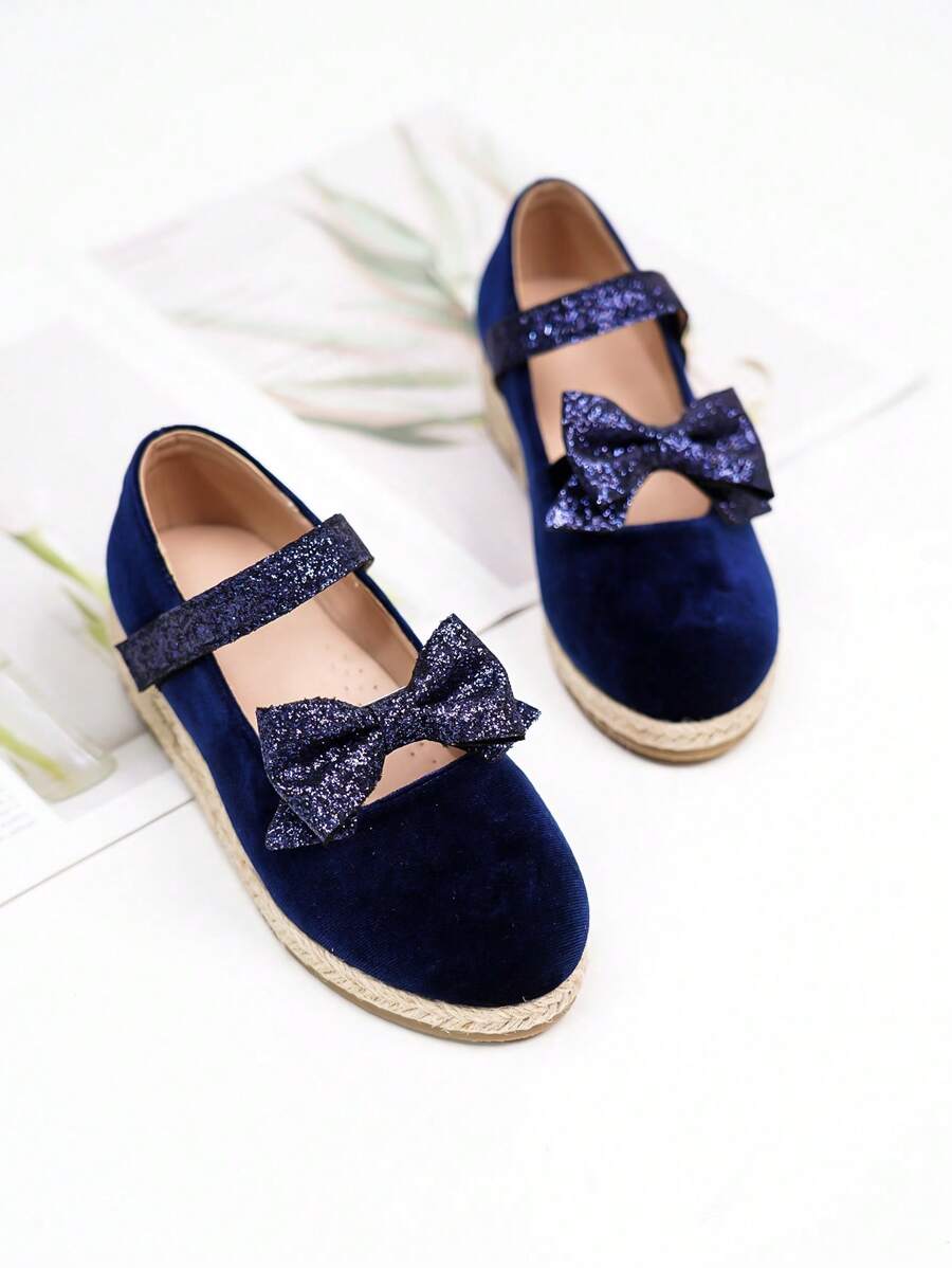 Butterfly Decor Rhinestone Embellished Flat Casual Shoes For Girls - Blue - View 1