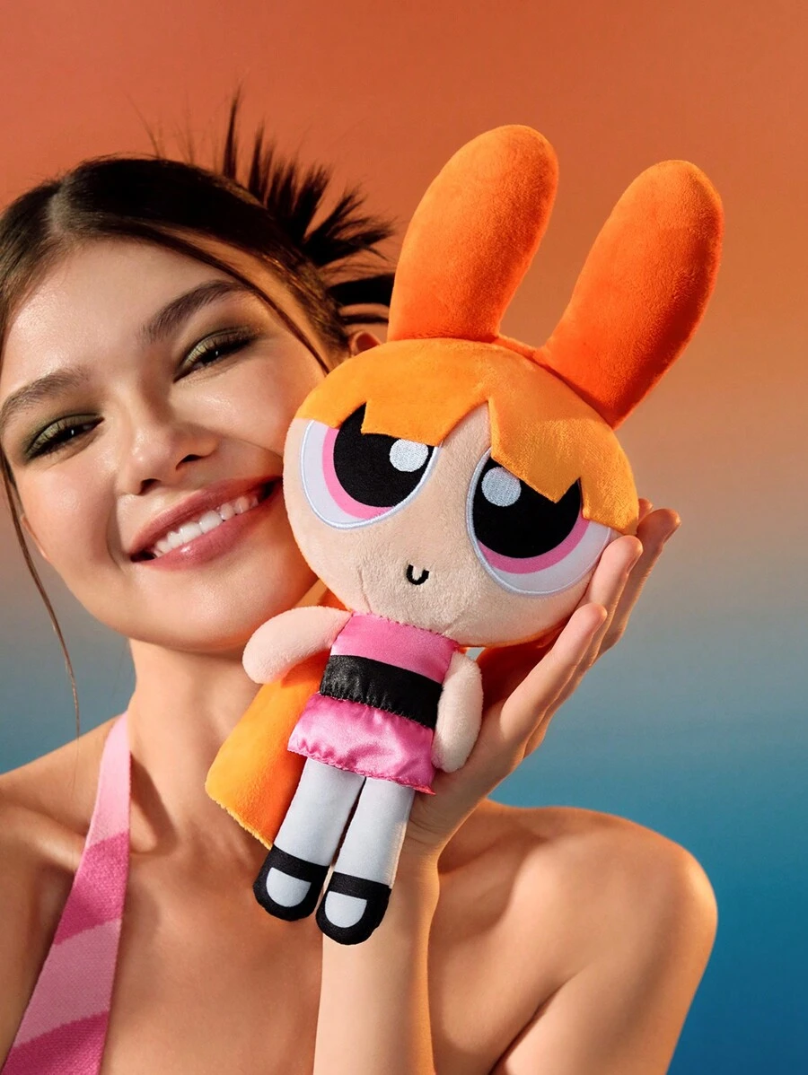 THE POWERPUFF GIRLS X SHEIN Cute Cartoon Character Plush Stuffed Doll - Multicolor - View 1