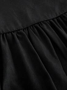 ROMWE Kawaii Y2K Bubble Girl 休闲百搭低腰迷你泡泡黑裙，适合秋冬季女士 - 可搭配外套或连帽衫 - 黑色 - 查看 4