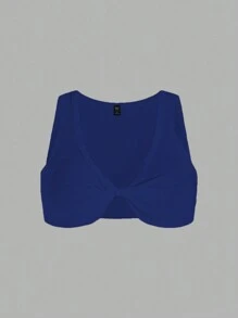 SHEIN Slayr Women's Solid Color Twist Front Crop Top, Summer