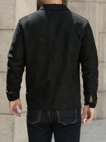 Manfinity Homme Herren einfache Lässig Jacke mit Frontreißverschluss, langärmlig - Schwarz - Übersicht 2