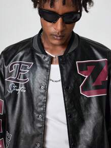 Manfinity NXTstreet Veste  à manches longues et boutonnée pour homme, style motard, punk, hip-hop. Pour l'automne et l'hiver - Noir - Voir 4