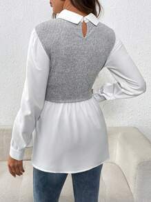 SHEIN Conjunto de maternidad de unicolor de parches de manga larga, sencillo para la lactancia, uso diario casual