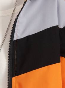 2 piezas/Set Ropa deportiva informal de niño joven con sudadera con capucha y pantalón de chándal de bloques de color, otoño