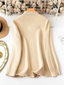 SHEIN LUNE Suéter grueso de cuello alto de unicolor talla grande, otoño/invierno