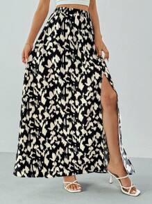 SHEIN Tall Váy xẻ nữ mùa hè họa tiết da báo Ditsy - Nhiều màu - Xem 5