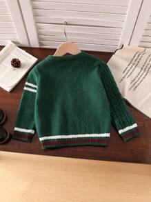 SHEIN Explorewe Young Boy Autumn/Winter Letter Printed Loose Cardigan