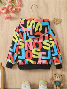 Áo khoác hoodie thường ngày in chữ kỹ thuật số cho bé gái có lót nhiệt, mùa thu đông - Nhiều màu - Xem 2