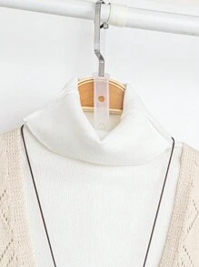 SHEIN Unity 全新 V 领宽松休闲女式针织背心 - 卡其色 - 查看 4