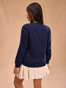 Forever 21 大码女式 V 领落肩毛衣，学院风百搭长袖保暖针织套头衫