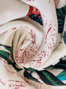 SHEIN VCAY 大码热带印花露肩开衩阔腿连体裤 - 彩色 - 查看 7