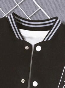 SHEIN 2-Pack Boys' College Casual Contrast Color Letter Chapter Baseball Jacket With Sweatpants Suitable For Casual School Outings, Easy To Match Clothes, Suitable For Autumn And Winter, Back To School - Light Grey - View 5