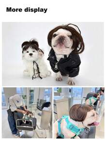 1 szt. Peruka dla psa i kota, fryzura Bob, proste włosy, akcesoria do kostiumów dla zwierząt - Brązowy - Zobacz 4