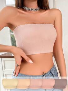 5 件套时尚纯色舒适抹胸文胸套装 - 彩色 - 查看 1