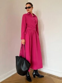 SHEIN Essnce Women Plus Size Rose Red Fashion Casual Two Pieces Set Two Pieces Outfits Two Pieces Set Plus Pink Two Pieces - Hot Pink - View 7