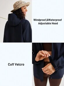In My Nature In My Nature Women Solid Color Drawstring Hooded Waist Outdoor Jacket