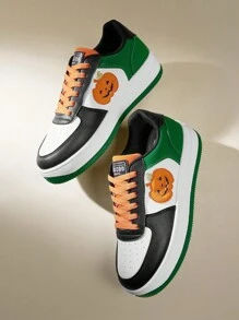 CUCCOO EASI Scarpe sportive da donna con suola spessa, allacciate, con stampa di zucche, bicolore, casual, con platform, adatte per l'autunno e la primavera, motivo zucche di Ognissanti - Multicolore - Visualizzare 9