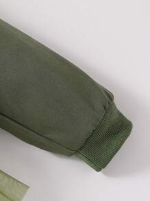 SHEIN 1 件年轻女孩绿色网眼撞色夹克，时尚百搭，适合春秋季节