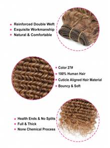 1PC Pineapple Wave Human Hair Bundles Honey Blonde 27# Color Unprocessed Virgin Human Hair Weave Double Weft For Women - S27 - View 4