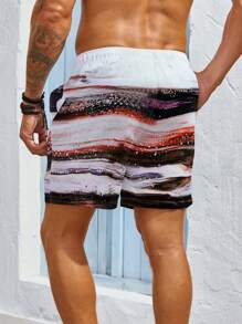 Manfinity Swimmode Bañador para hombres con estampado minimalista y cordón