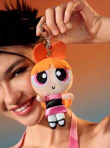 THE POWERPUFF GIRLS X SHEIN 1pc Cartoon Character Fluffy Ornament / Bag Charm - Multicolor - View 2