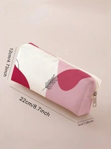 1入組葉子圖案文具創意兩面筆包適用於學生文具收納 - 彩色 - 查看 4