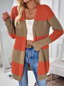 Chiquease 纯色拼布长袖简约针织开衫，休闲日常穿着 - 彩色 - 查看 5