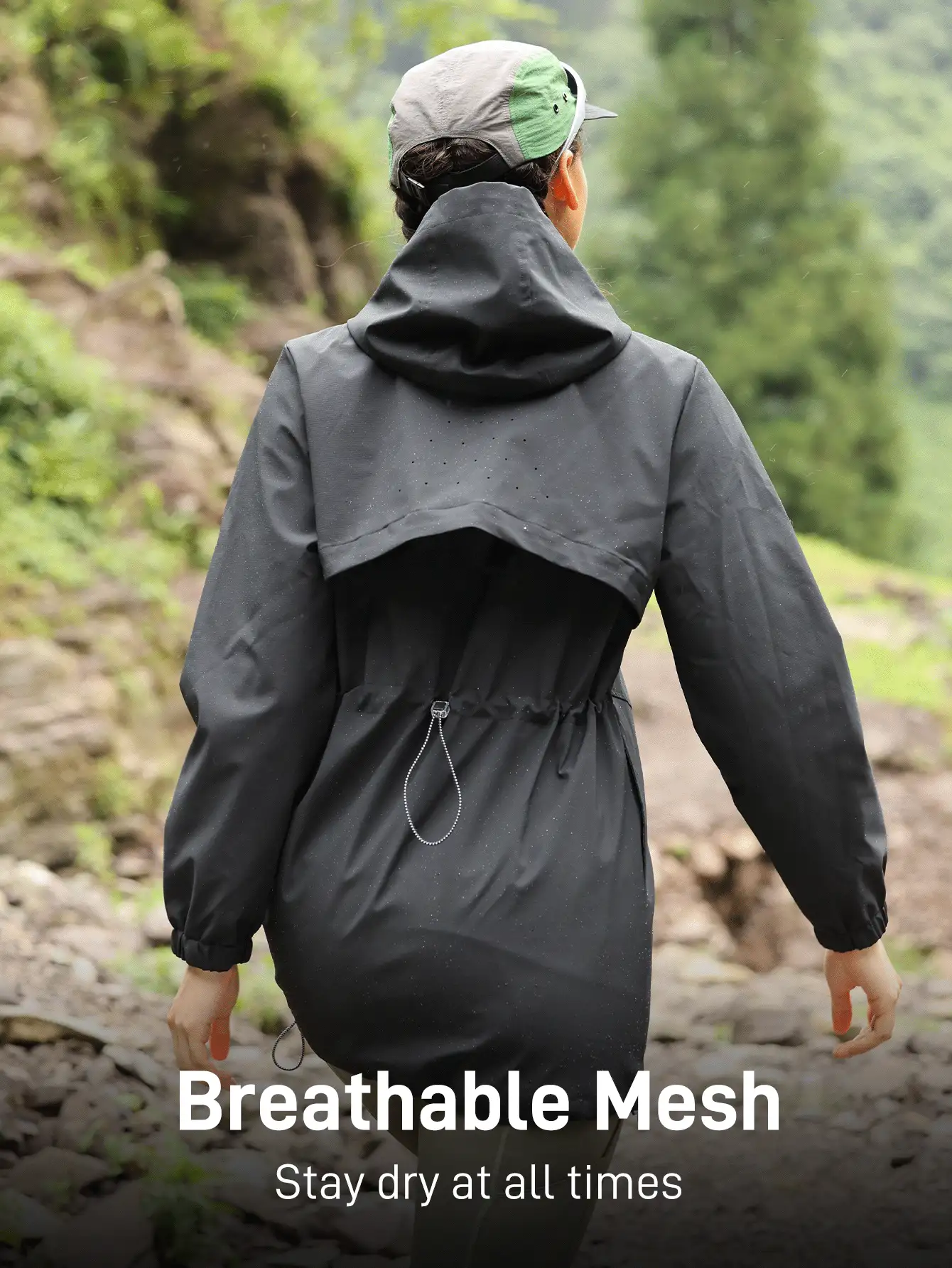 In My Nature Áo khoác nữ có mũ trùm đầu ngoài trời thông thường - màu đen - Xem 2