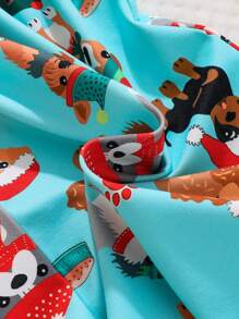 Baby Boy Cute Christmas Dog All Over Print Long Sleeve Zipper Front Snug Fit Pajama Jumpsuit - Multicolor - View 7