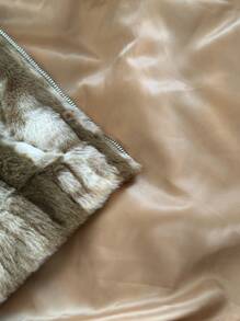 SHEIN ICON 大码羊毛字母刺绣全身印花连帽夹克，秋冬 - 橄欖綠 - 查看 6