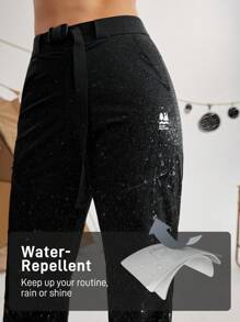 In My Nature Women Letter Printed Pocket Casual Outdoor Pants - Black - View 4