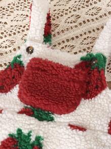 Cute And Versatile Strawberry Flannel Overalls Jumpsuit For Baby Girls In Fall And Winter - Multicolor - View 4