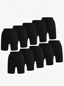 10-Pack Girls' Casual And Comfortable Solid Color Leggings For Summer - Black - View 2