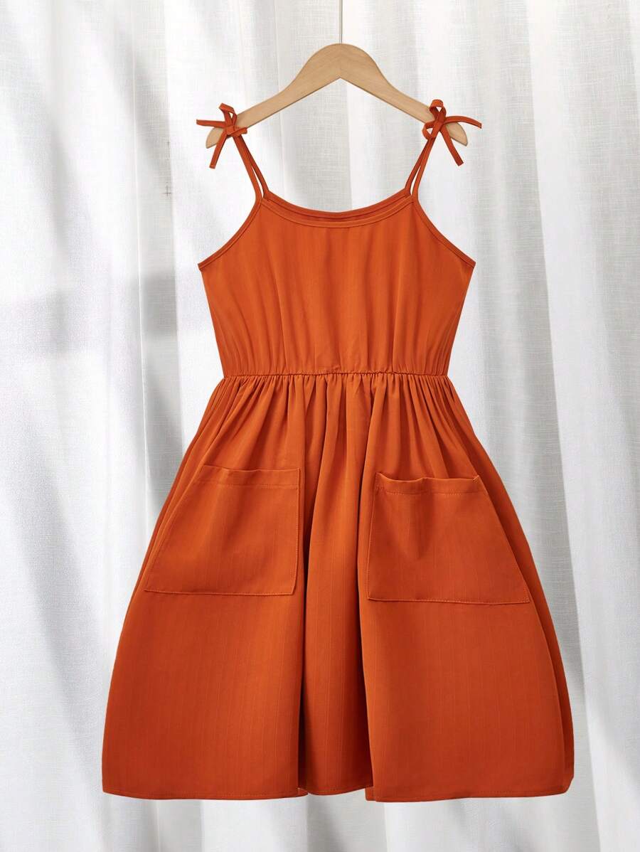 Casual Midi Dress Suitable For Girls, Spring And Fall, Vacation, Commuting, School Wear - Mocha Brown - View 1