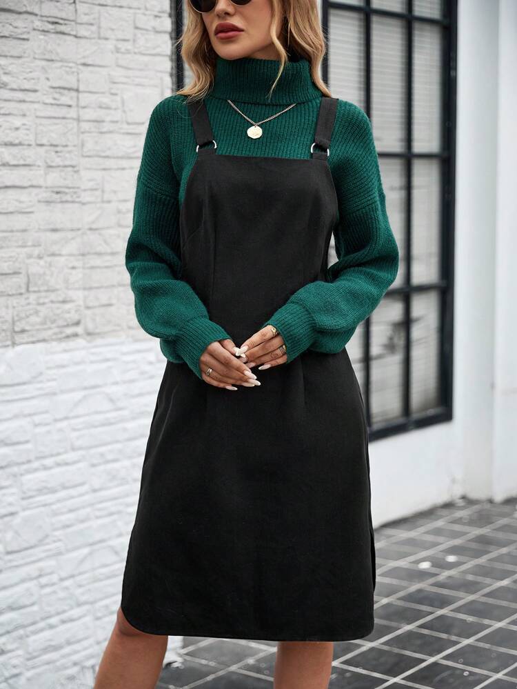 Women Summer Solid Color Ring Connected Casual Suspender Dress