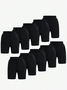 10-Pack Girls' Casual And Comfortable Solid Color Leggings For Summer - Black - View 1