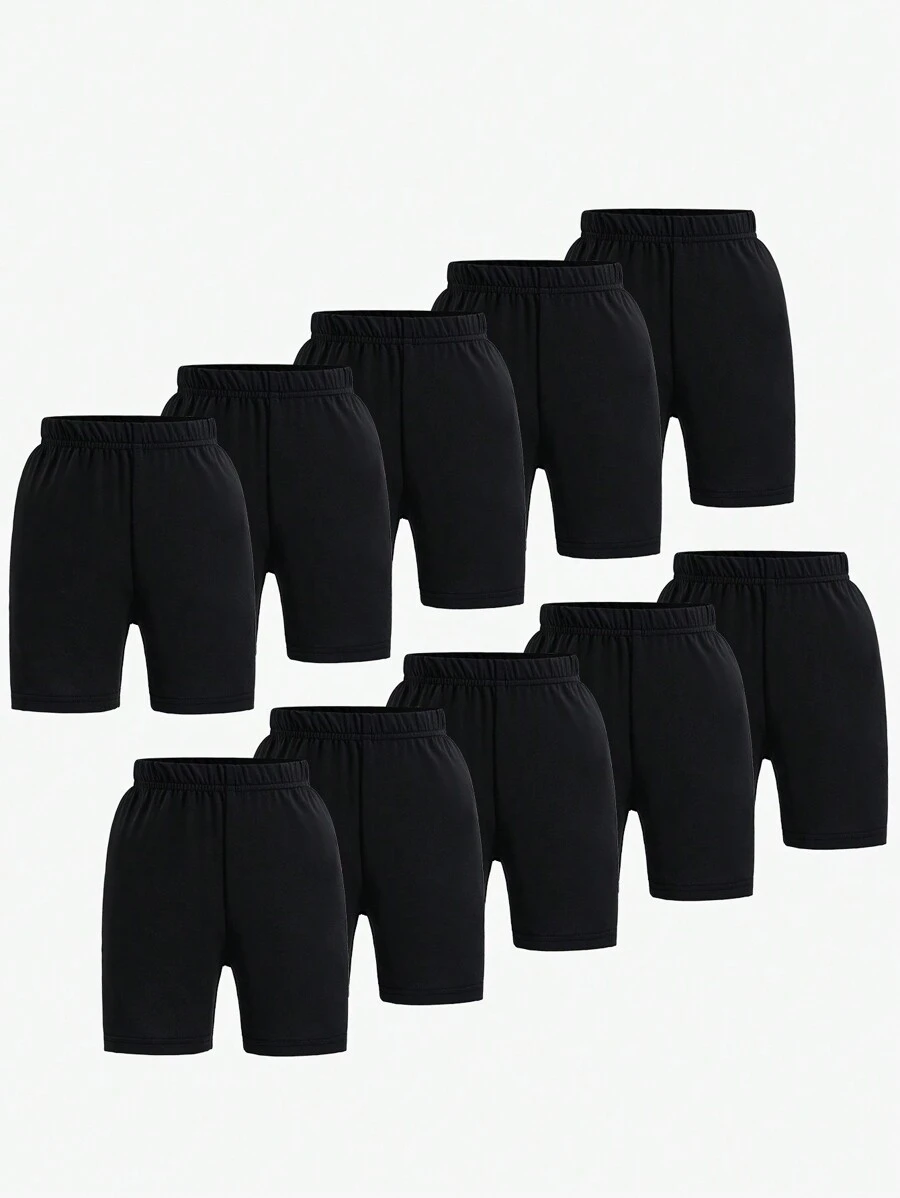 10-Pack Girls' Casual And Comfortable Solid Color Leggings For Summer - Black - View 1