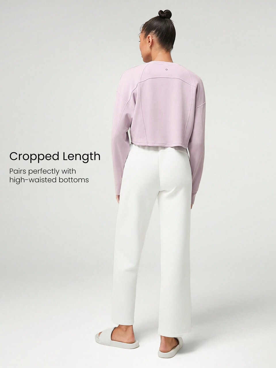 Modal Silky Smooth Loose Crop Long Sleeve Sweatshirt With Thumbholes Daily Casual  Spring Summer