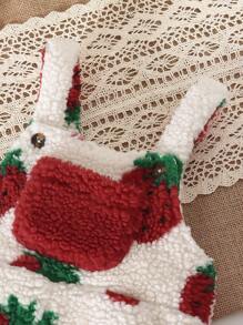 Cute And Versatile Strawberry Flannel Overalls Jumpsuit For Baby Girls In Fall And Winter - Multicolor - View 3